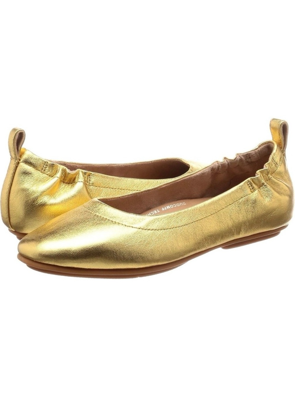 FitFlop Allegro Ballet Flats Gold Metallic Leather Comfort Shoes Slip On Size 8